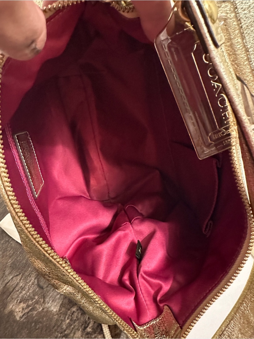 Rare 2012 Coach Poppy "Jazzy" Hobo Crossbody Bag Metallic Gold Leather 20384E - Picture 13 of 16
